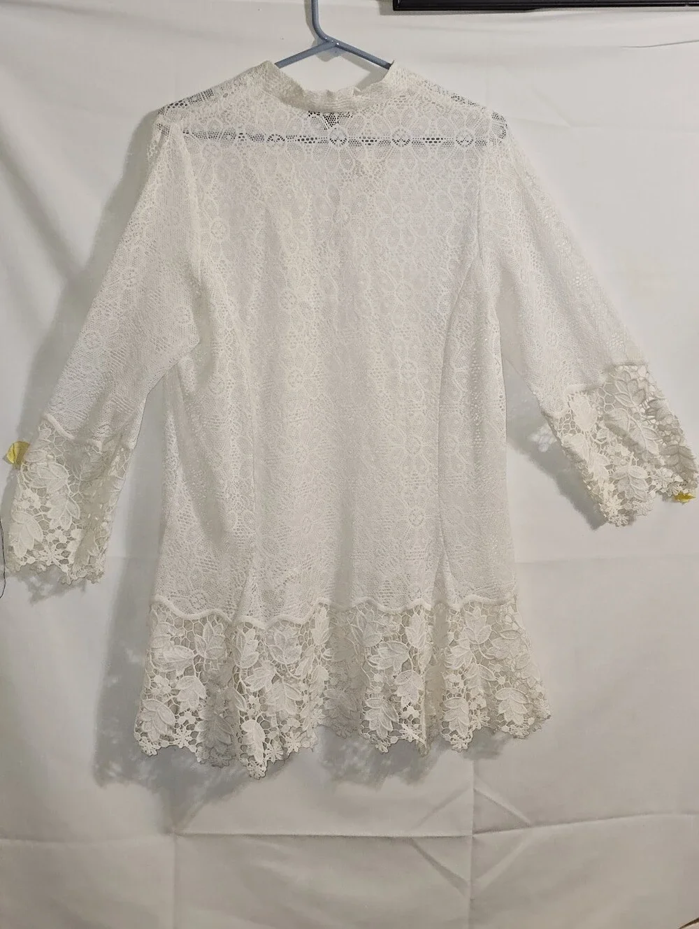 Boho Chic Vasi White Sheer Lace Tunic Size Large - Picture 6 of 10